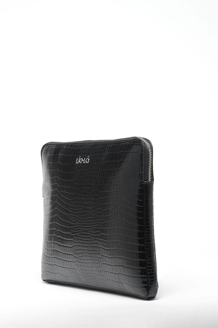 Bolso Computador Efecto Cuero Croco, Negro Liola-1