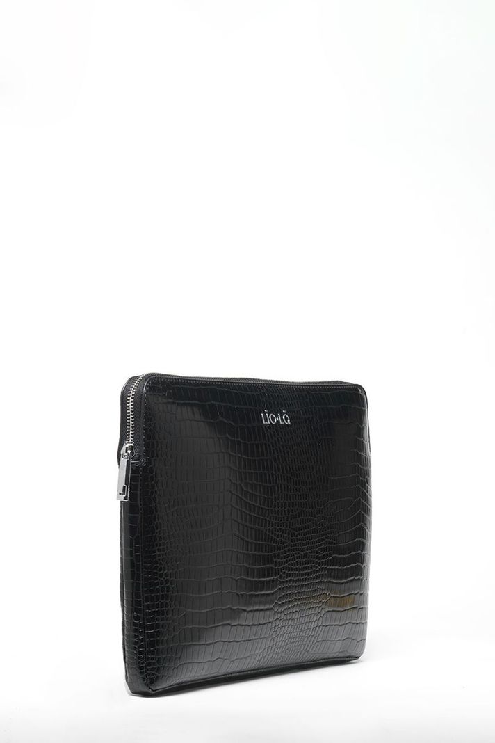 Bolso Computador Efecto Cuero Croco, Negro Liola-2
