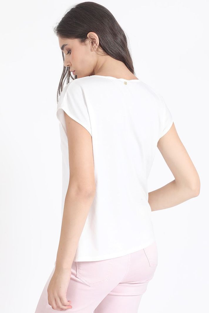 Polera Con Satin, Flor Fucsia, Crudo Liola-5