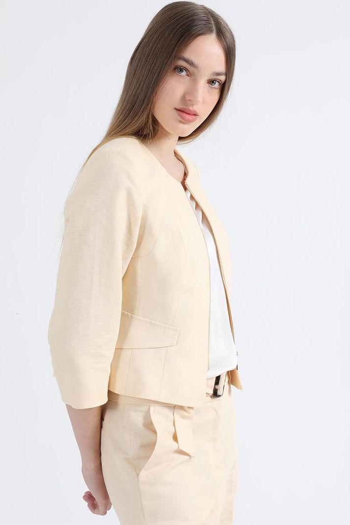 Chaqueta Entallada Lino Algodón, Beige Liola-2