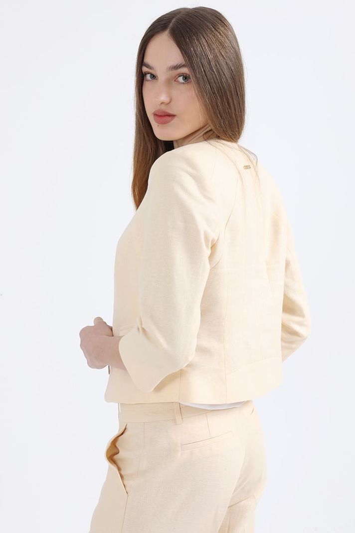 Chaqueta Entallada Lino Algodón, Beige Liola-3