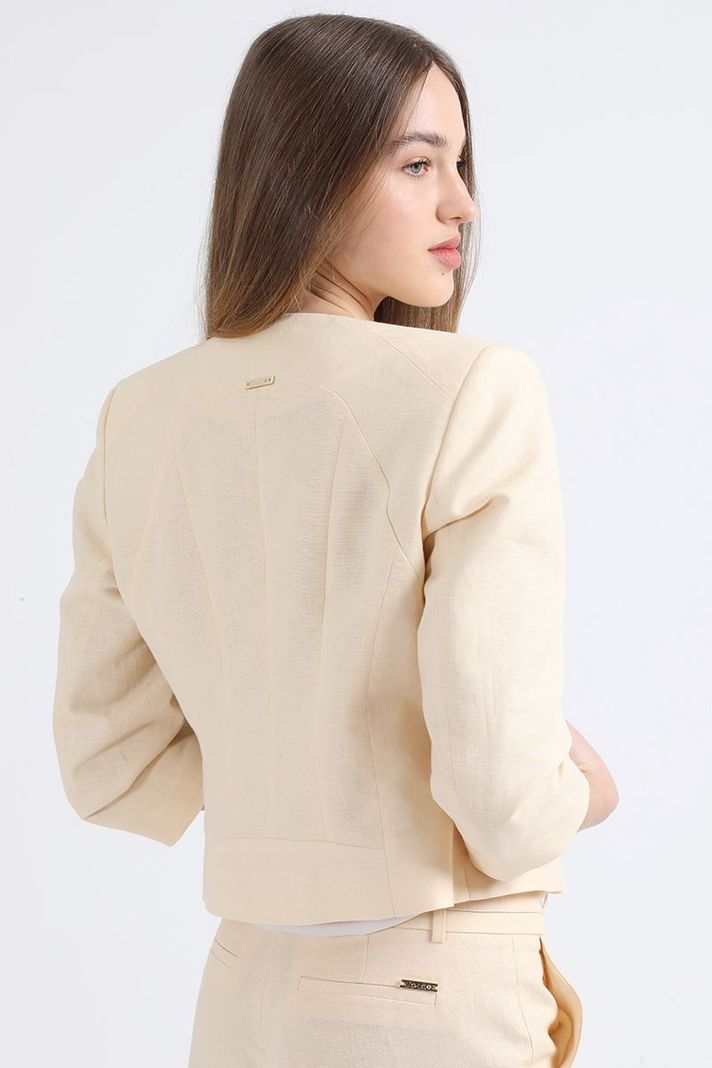 Chaqueta Entallada Lino Algodón, Beige Liola-4