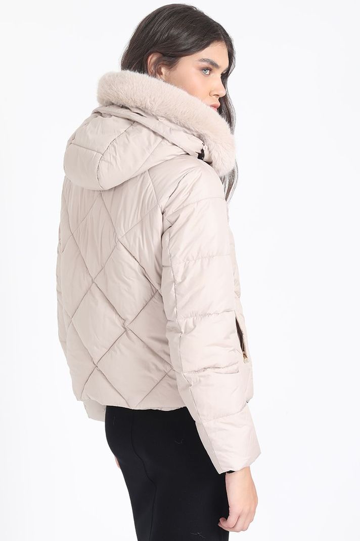 Parka Con Capucha Y Piel Desmontable, Beige Liola