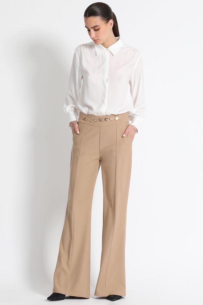 Pantalón Ancho Tiro Alto Beige Liola-3