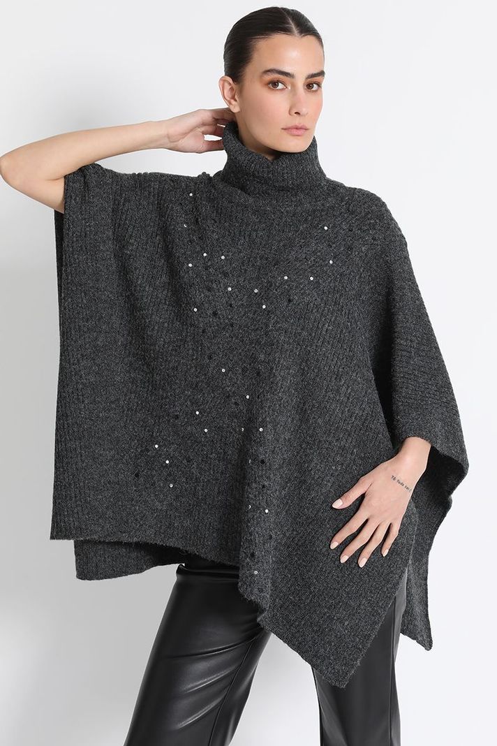 Poncho Tejido Gris Liola
