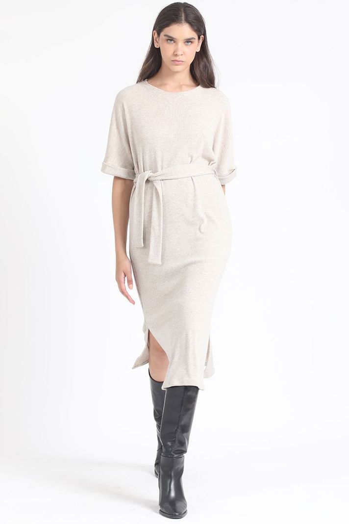 Vestido Maxi, Punto, Beige Liola-0