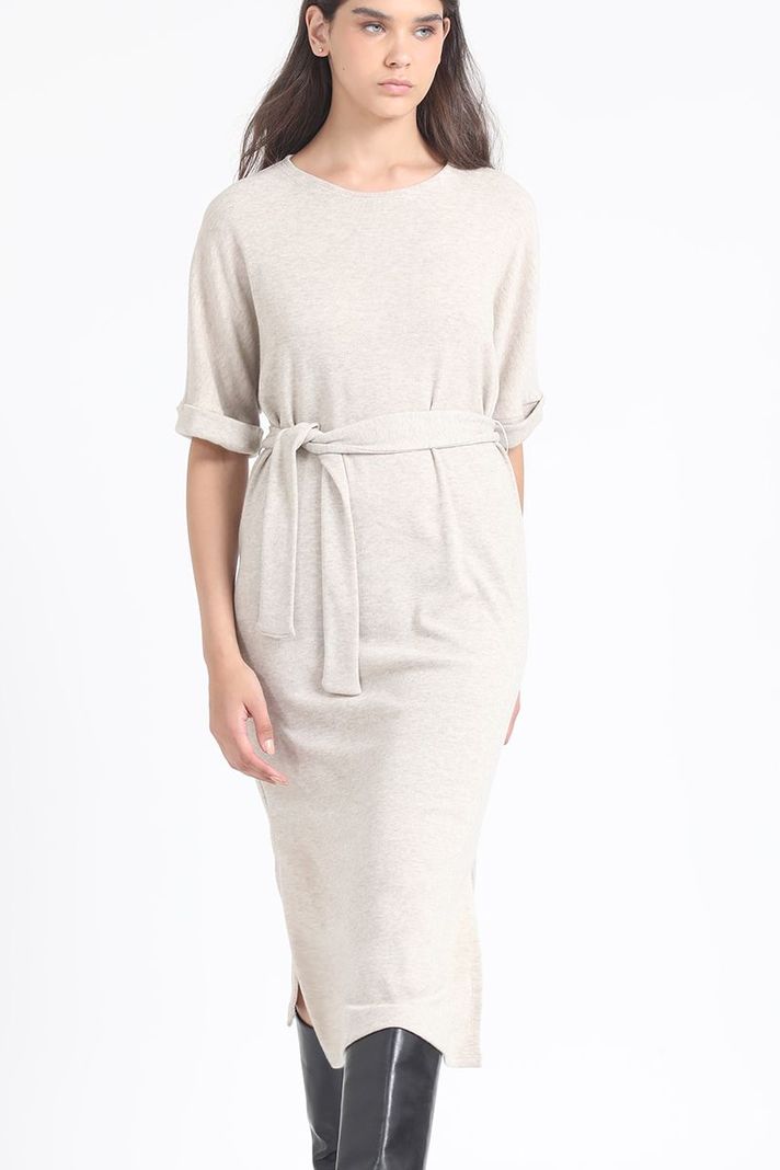 Vestido Maxi, Punto, Beige Liola-1