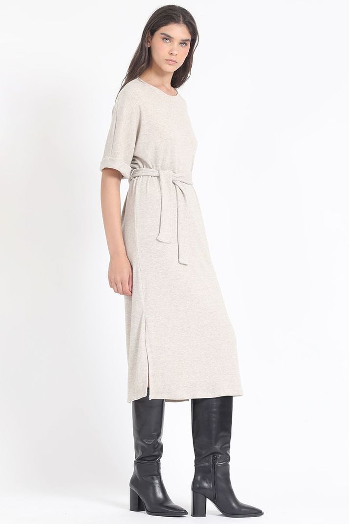 Vestido Maxi, Punto, Beige Liola-2