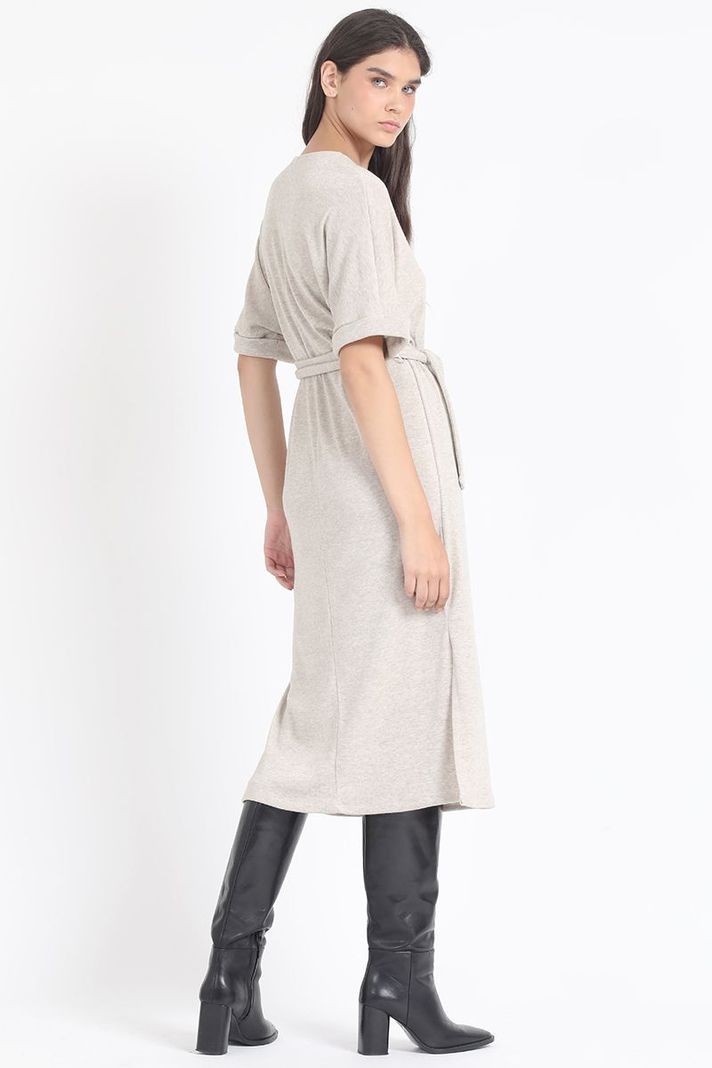 Vestido Maxi, Punto, Beige Liola-4