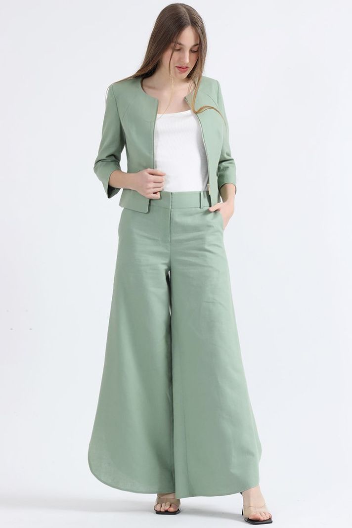 Chaqueta Entallada Lino Algodón, Verde Liola-1
