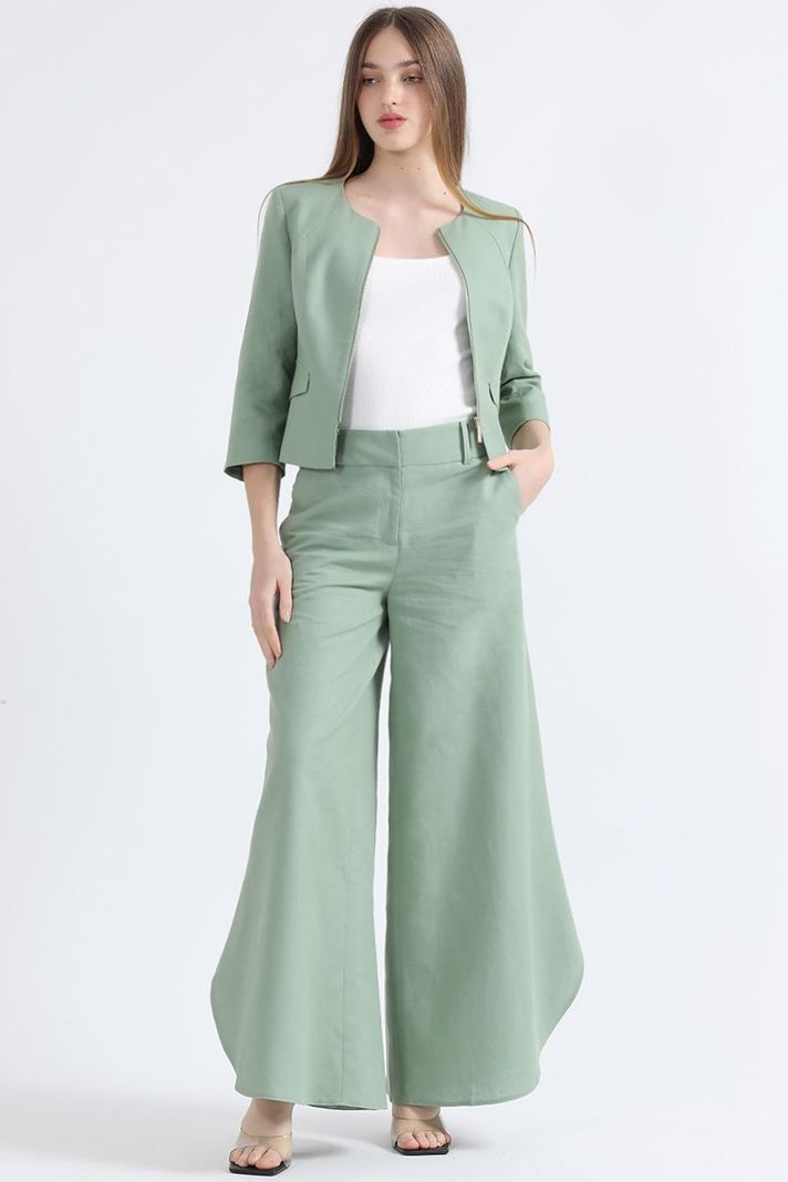 Chaqueta Entallada Lino Algodón, Verde Liola-2