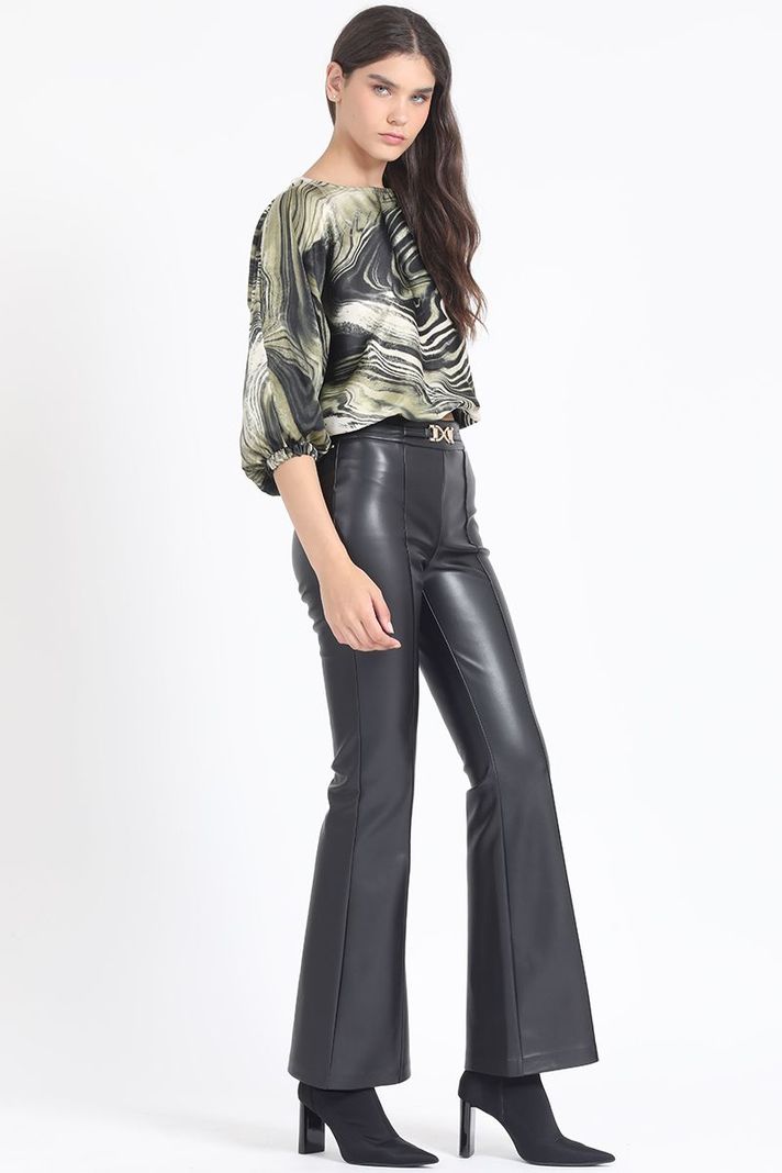 Blusa Satin Estampado Marmol, Verde Liola-1