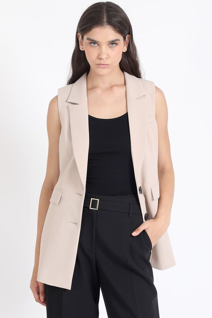 Blazer Sin Mangas, Beige Liola-0