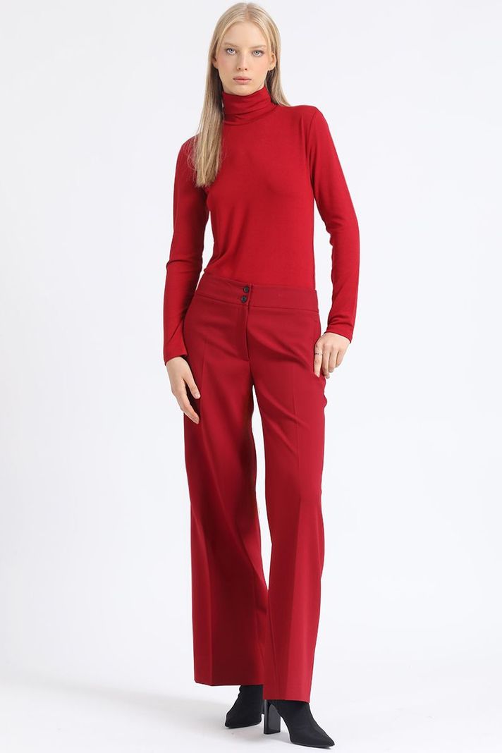 Pantalon Ancho Tiro Alto, Vino Liola-0