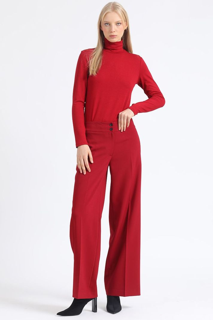 Pantalon Ancho Tiro Alto, Vino Liola-1