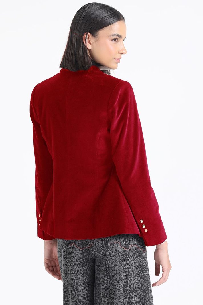 Blazer Entallado Terciopelo, Rojo Liola-3
