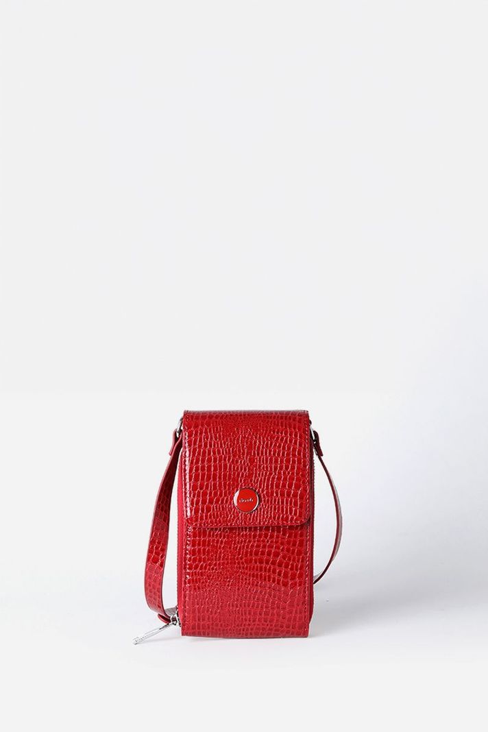 Bolso Para Celular Croco Charol, Efecto Cuero, Rojo Liola-0