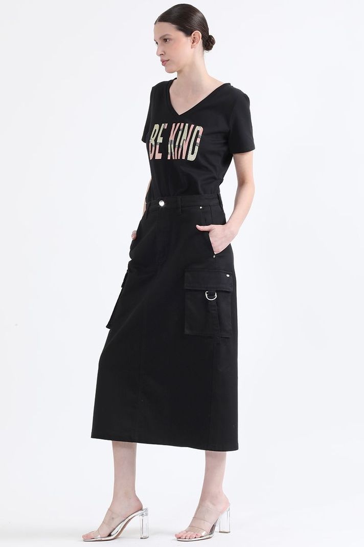 Falda Cargo Gabardina Negro Liola-0
