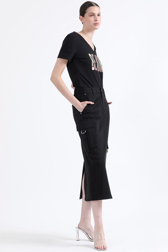 Falda Cargo Gabardina Negro Liola-1