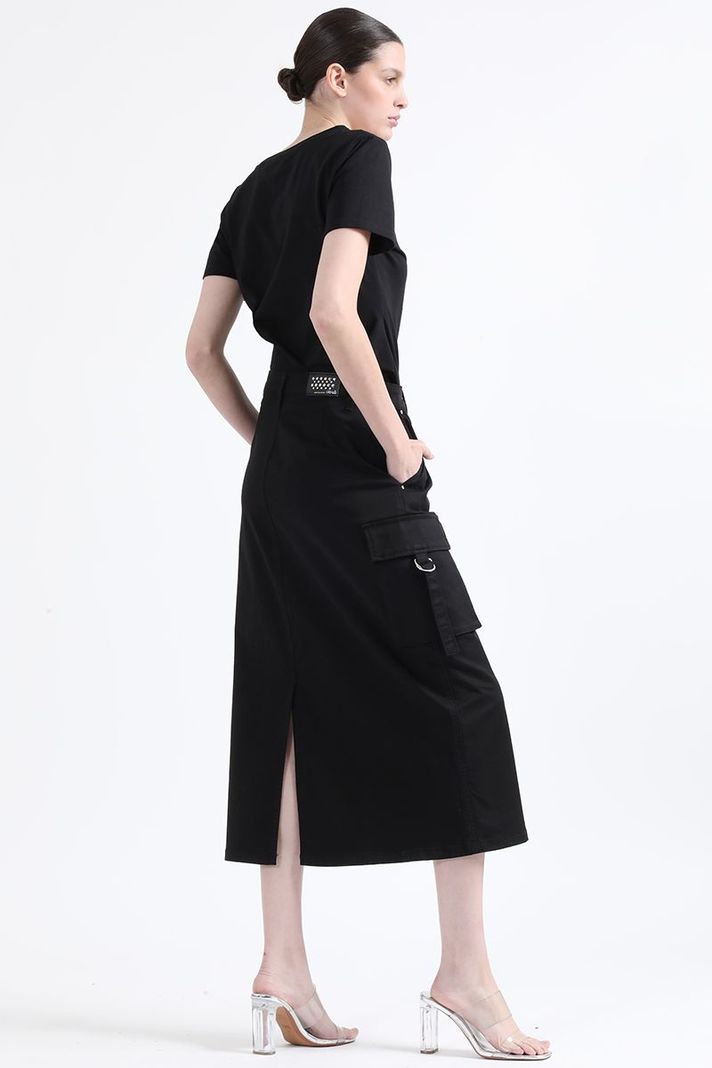 Falda Cargo Gabardina Negro Liola-2