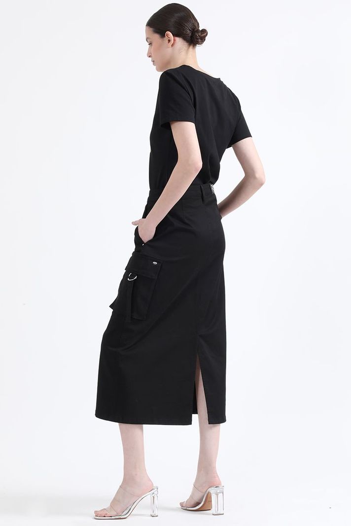 Falda Cargo Gabardina Negro Liola-4