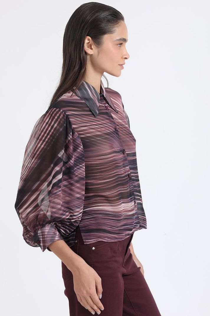 Blusa Gasa Estampada, Burdeo Liola-0