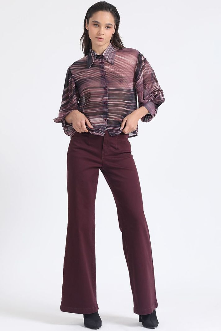 Blusa Gasa Estampada, Burdeo Liola-1