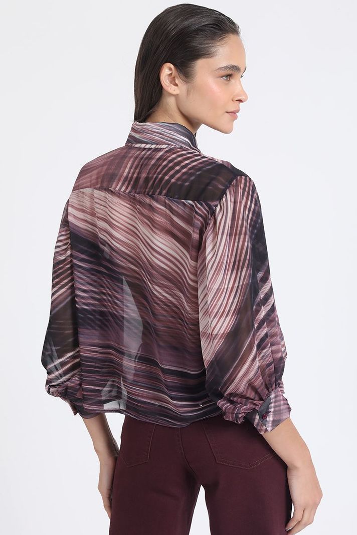 Blusa Gasa Estampada, Burdeo Liola-5