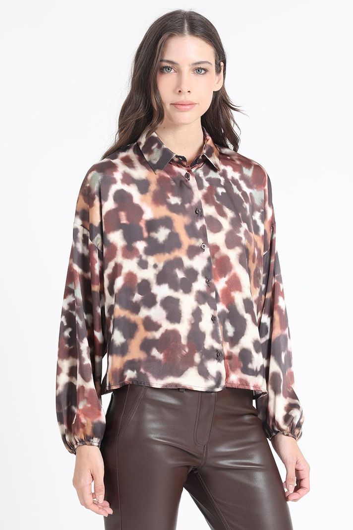 Blusa  Satin Estampado, Café Liola-0