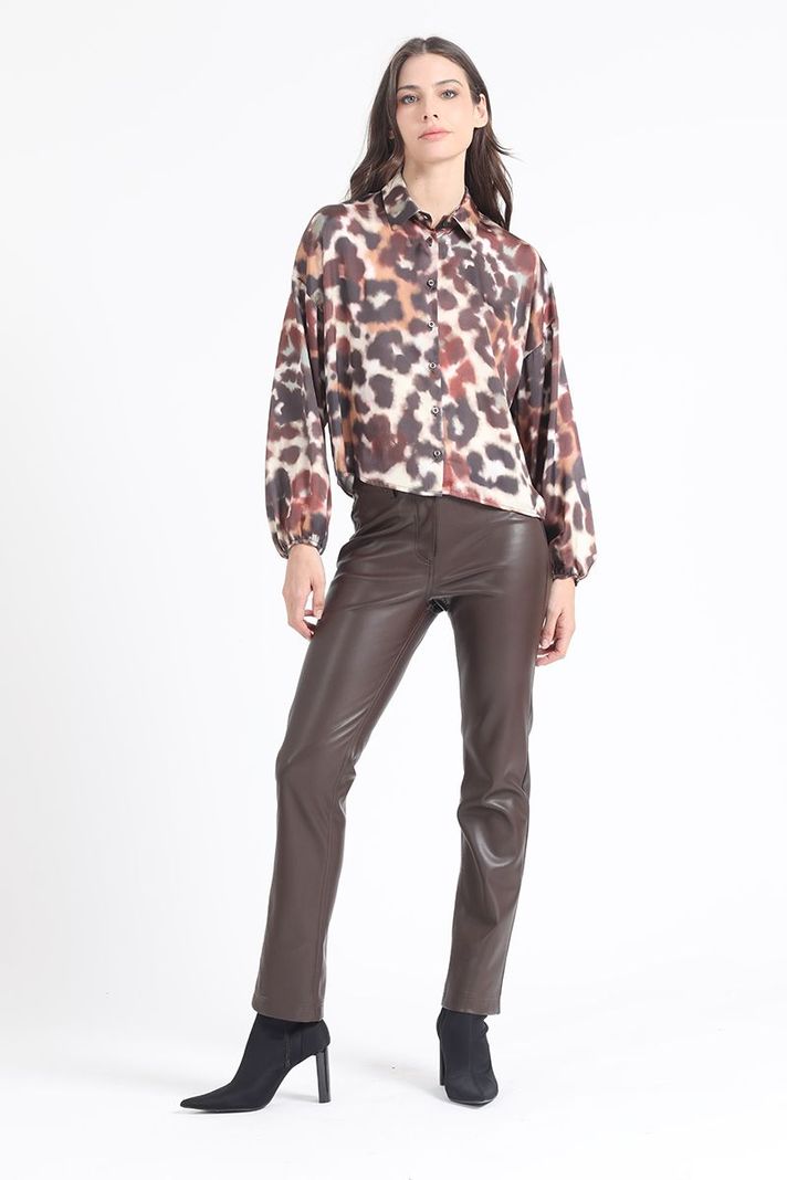 Blusa  Satin Estampado, Café Liola-1