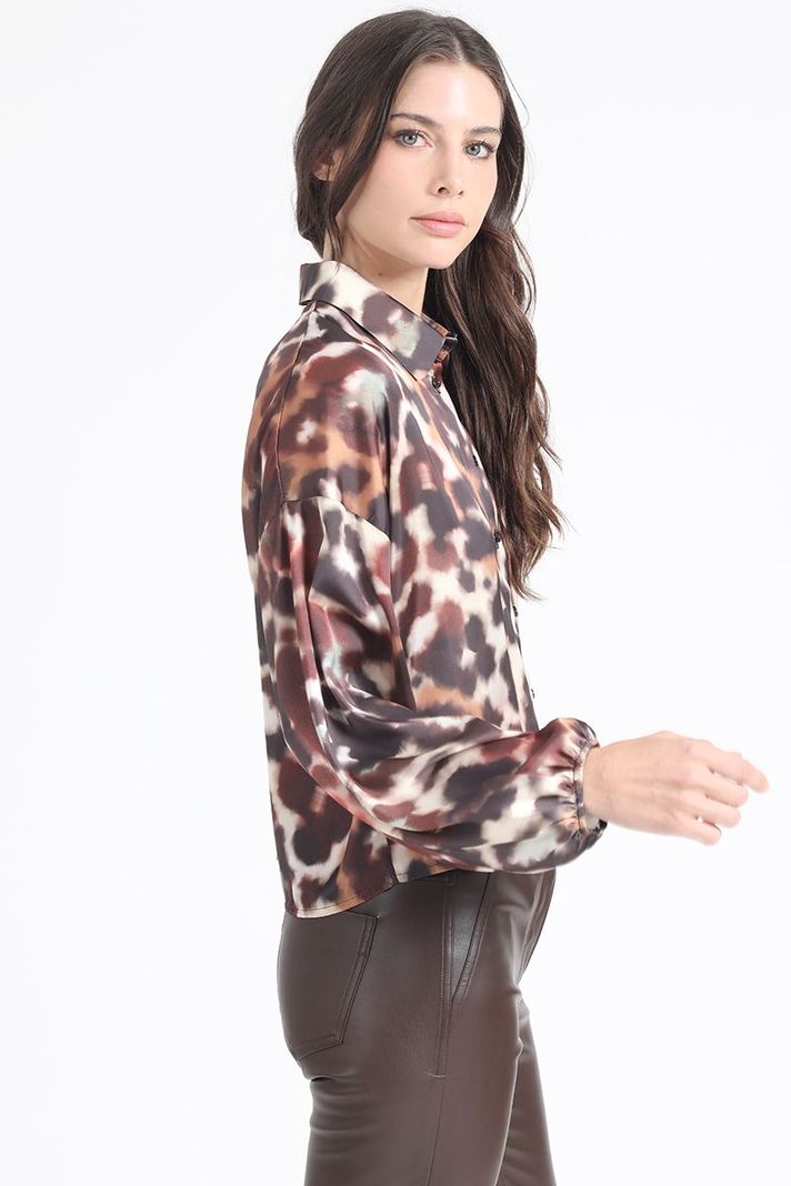 Blusa  Satin Estampado, Café Liola-2