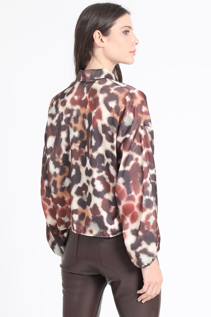 Blusa  Satin Estampado, Café Liola-3