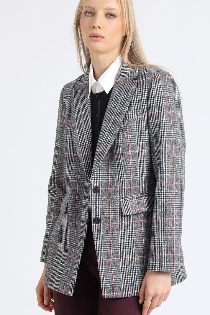 Blazer Entallado Principe De Gales, Negro Liola-3