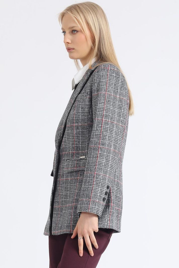 Blazer Entallado Principe De Gales, Negro Liola-4