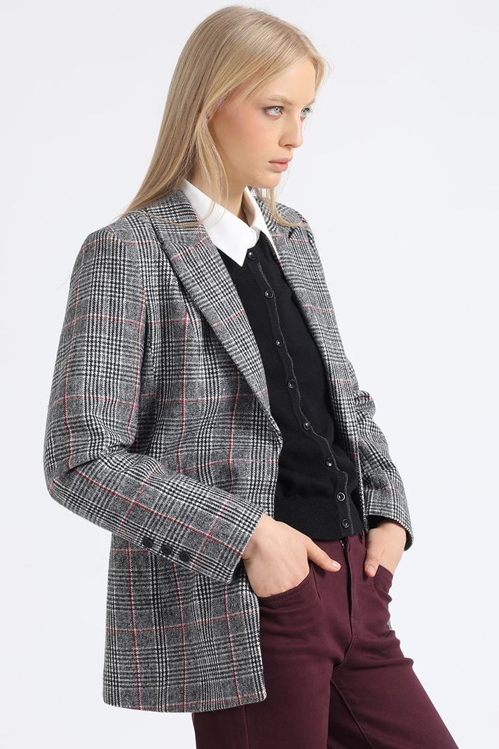 Blazer Entallado Principe De Gales, Negro Liola-5