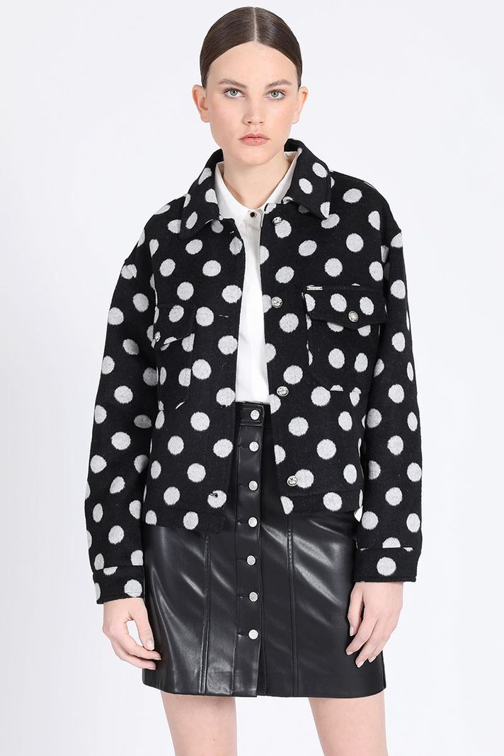 Chaqueta Corta Muflon Estampado Lunares, Negro Liola-0