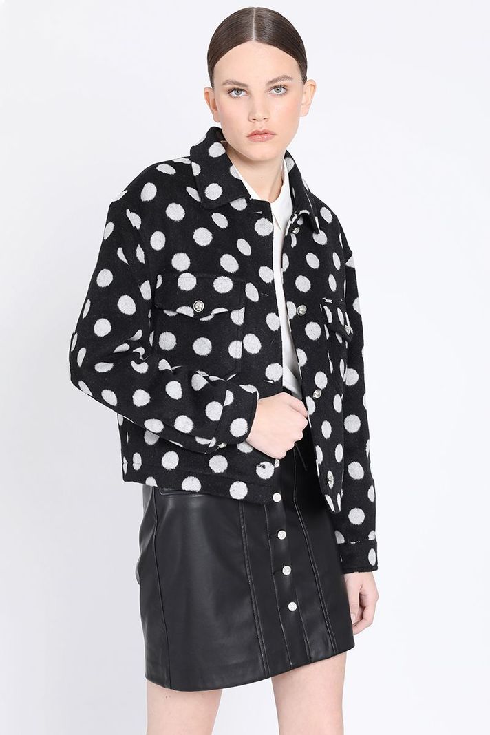 Chaqueta Corta Muflon Estampado Lunares, Negro Liola-2