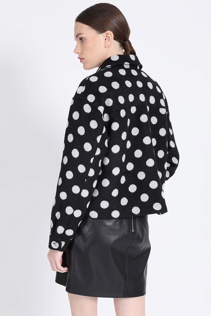 Chaqueta Corta Muflon Estampado Lunares, Negro Liola-3