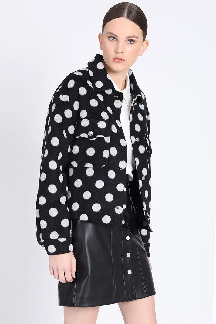 Chaqueta Corta Muflon Estampado Lunares, Negro Liola-4