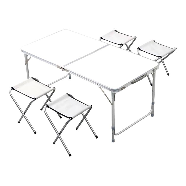Mesa Aluminio Plegable de 120 x 60 x 70 Blanca + 4 pisos-0