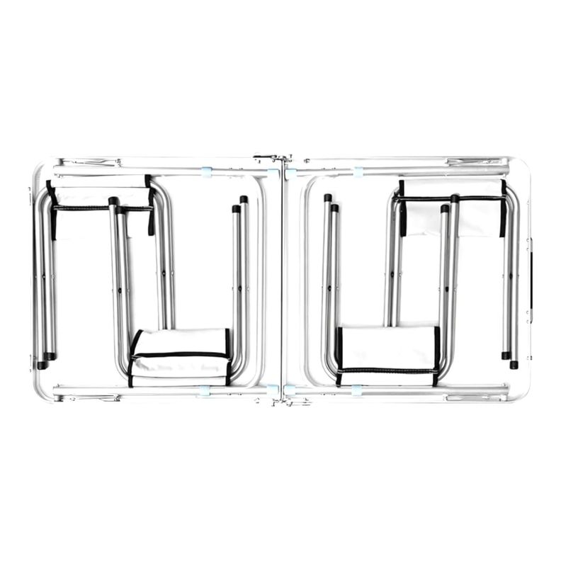 Mesa Aluminio Plegable de 120 x 60 x 70 Blanca + 4 pisos-2