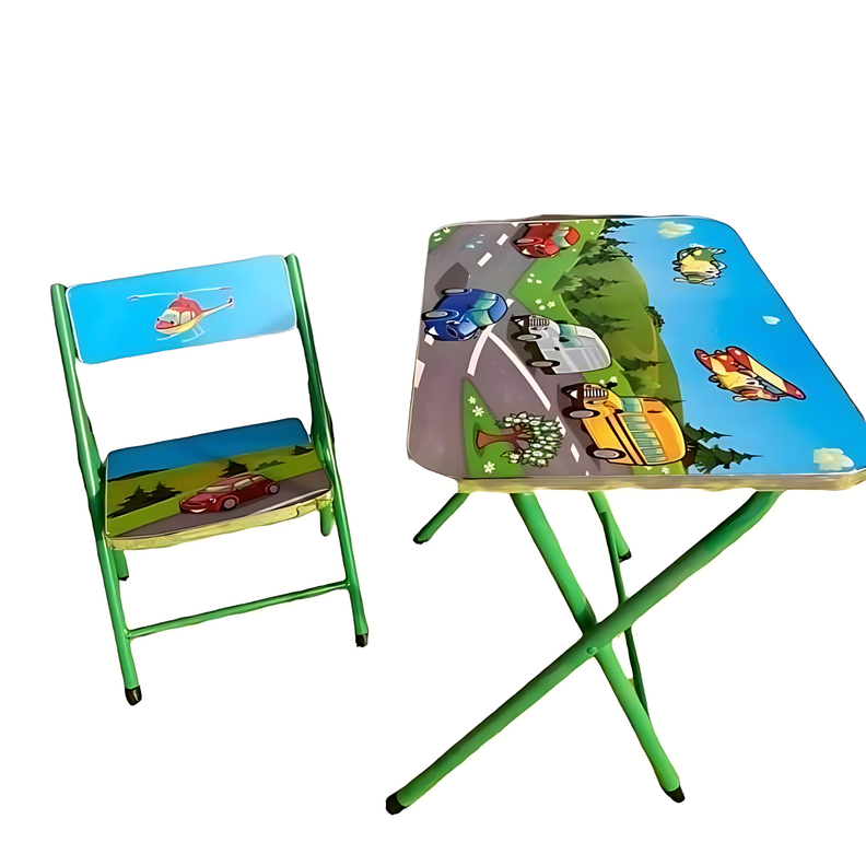 Mesa + Silla Plegables Altura Ajustable Escritorio Niños-1