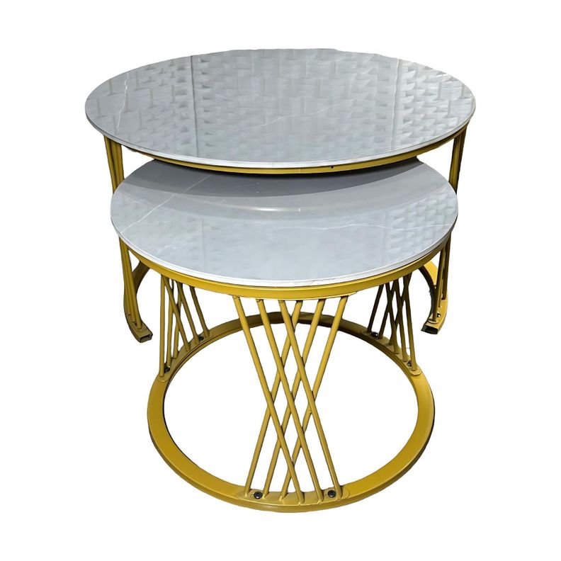 Mesa Tipo Nido Estilo Mármol en Losa de Roca 12mm 70x40 y 50x38-1
