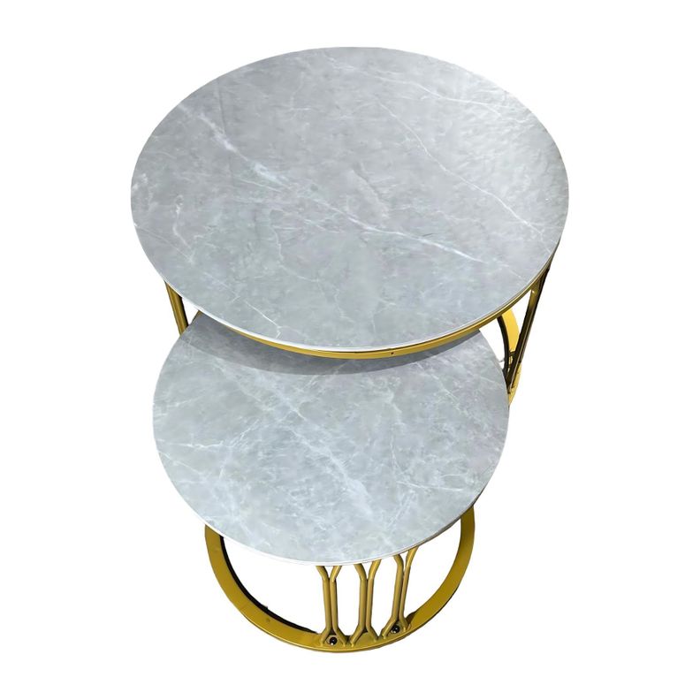 Mesa Tipo Nido Estilo Mármol en Losa de Roca 12mm de 70x40 y 50x38-2