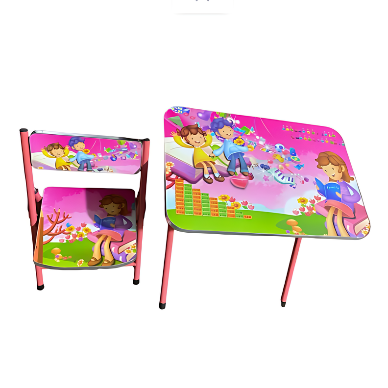 Mesa + Silla Plegables Escritorio Altura Ajustable para Niñas-0