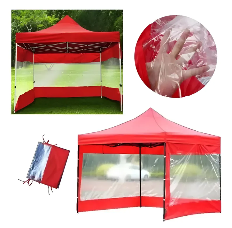 Lateral o Pared para Toldo Araña 3x3 Transparente Rojo-1