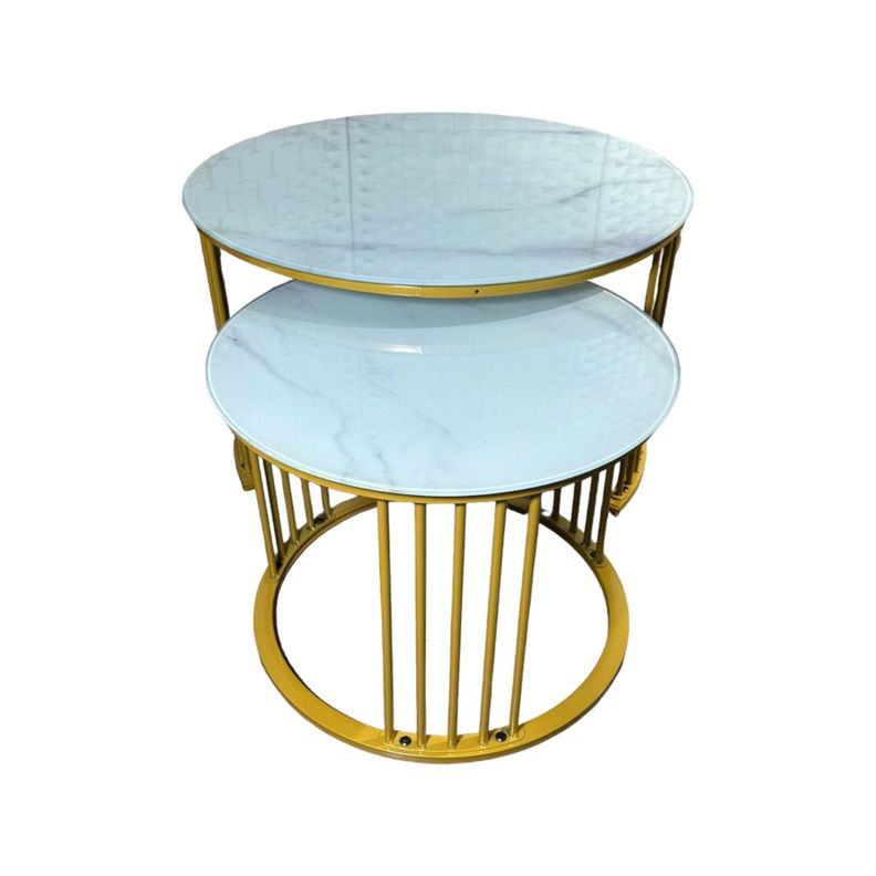 Mesa Tipo Nido Estilo Mármol en Vidrio 70x40 y 50x38 cm-0