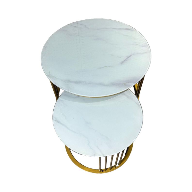 Mesa Tipo Nido Estilo Mármol en Vidrio 70x40 y 50x38 cm-2