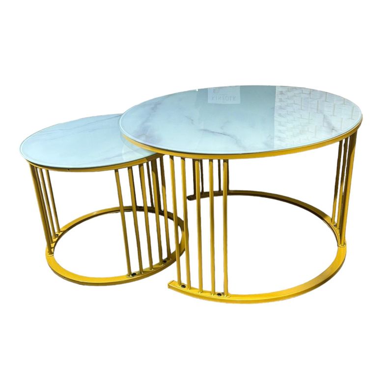 Mesa Tipo Nido Estilo Mármol en Vidrio 70x40 y 50x38 cm-3