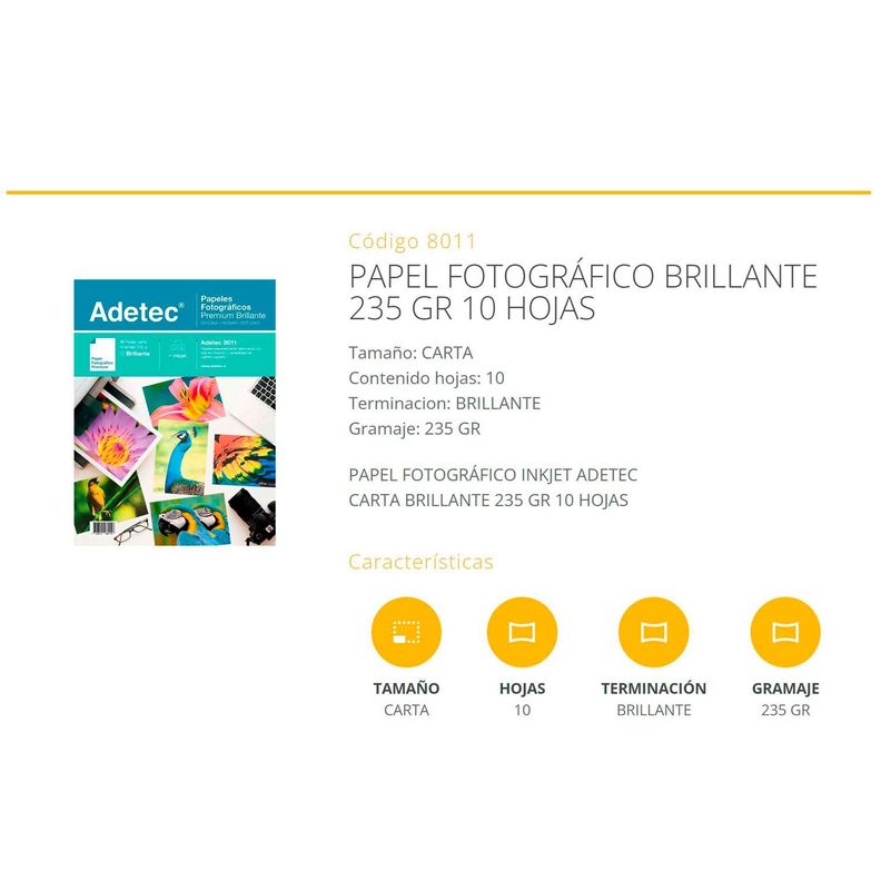 Papel Fotográfico Inkjet Carta Brillante 235gr 10 Hojas-1